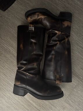 ALOHAS vintage effect brown leather boot